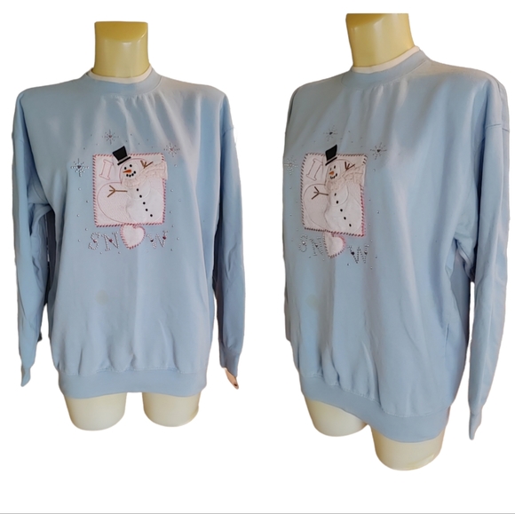 MC Sportswear Tops - ❗FREE with Purchase ❗MC Sportswear Light Blue Snowman Sweatshirt